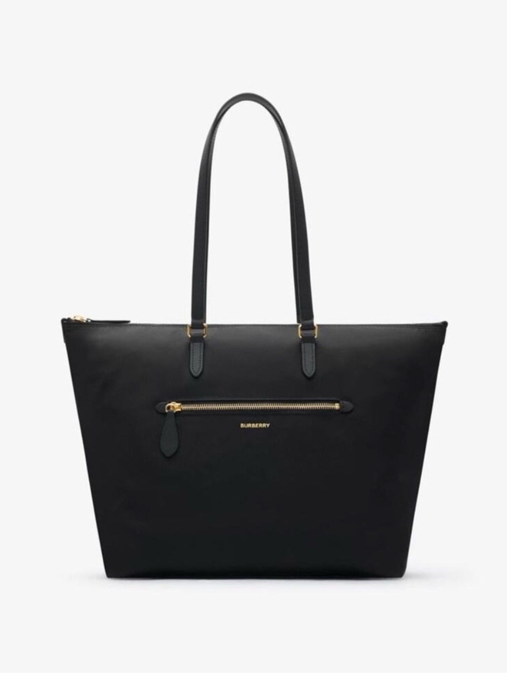 Burberry NWT Large, Black Nylon Zip-Front Tote Bag w check inside & dust cover